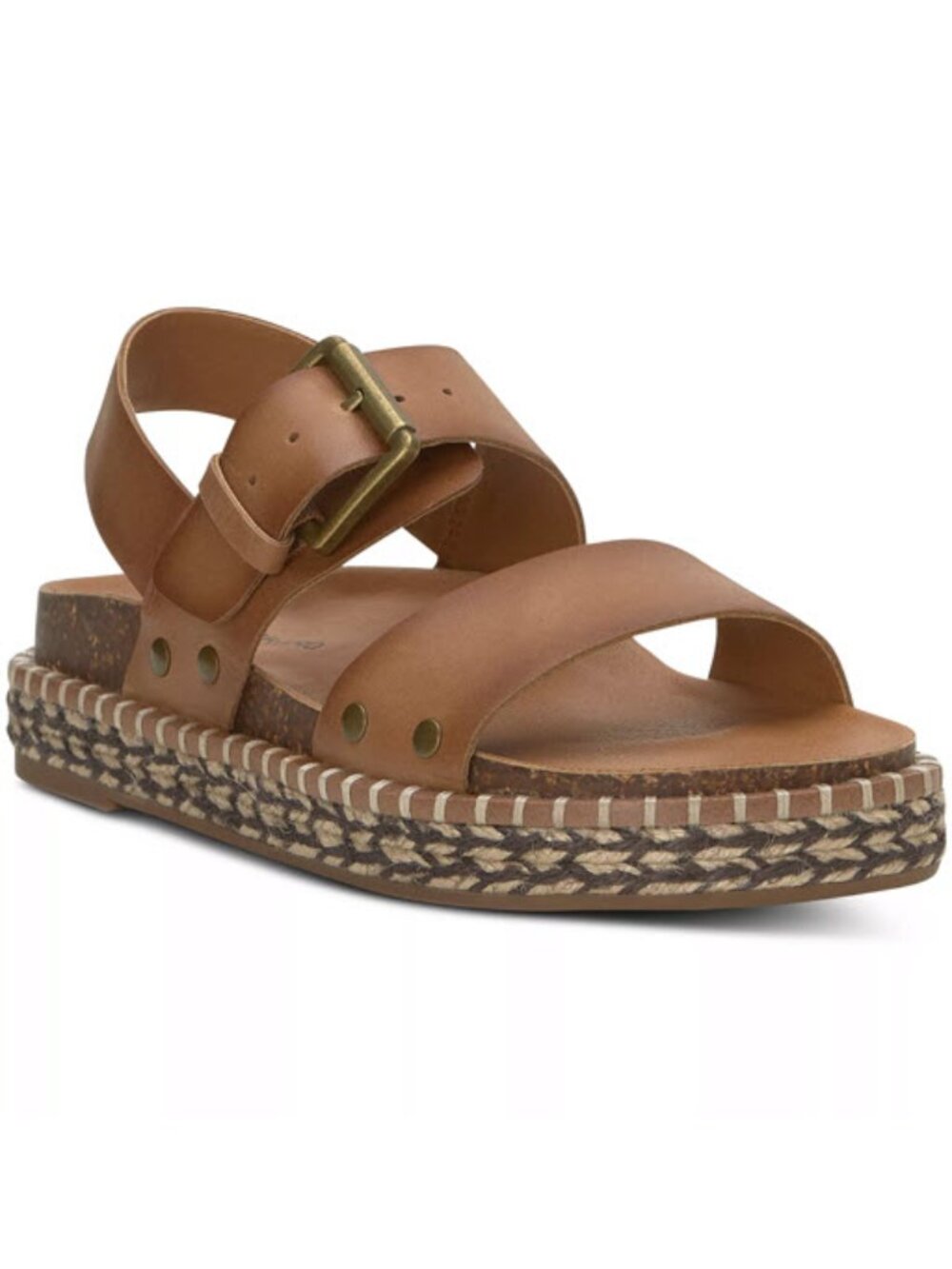 Lucky Brand Umora Tan Leather Espadrille Flatform Sandals - BRAND NEW